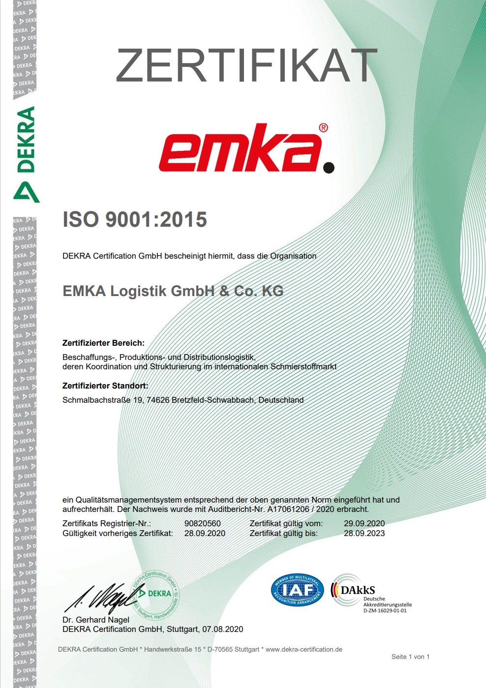 EMKA Schmiertechnik GmbH сертифікована